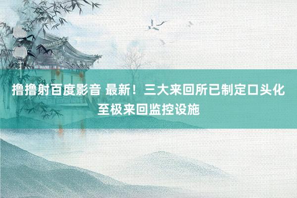 撸撸射百度影音 最新！三大来回所已制定口头化至极来回监控设施