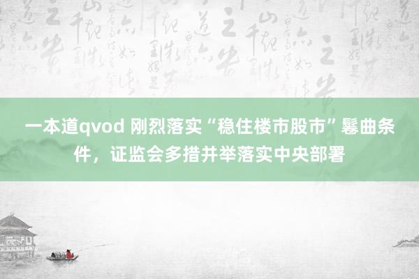 一本道qvod 刚烈落实“稳住楼市股市”鬈曲条件，证监会多措并举落实中央部署